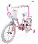 SIROX Rainbow 16 2024 dětské dívčí kolo s košíkem a pomocnými kolečky růžové
