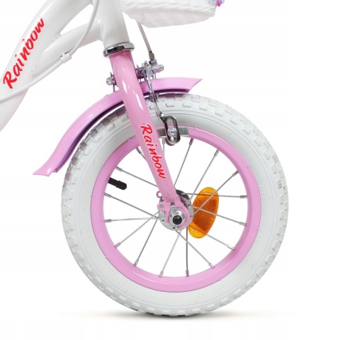 SIROX Rainbow 14 2024 dětské dívčí kolo s pomocnými kolečky růžové