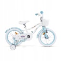 SIROX Rainbow 16 2024 dětské dívčí kolo s košíkem a pomocnými kolečky bílo-modré