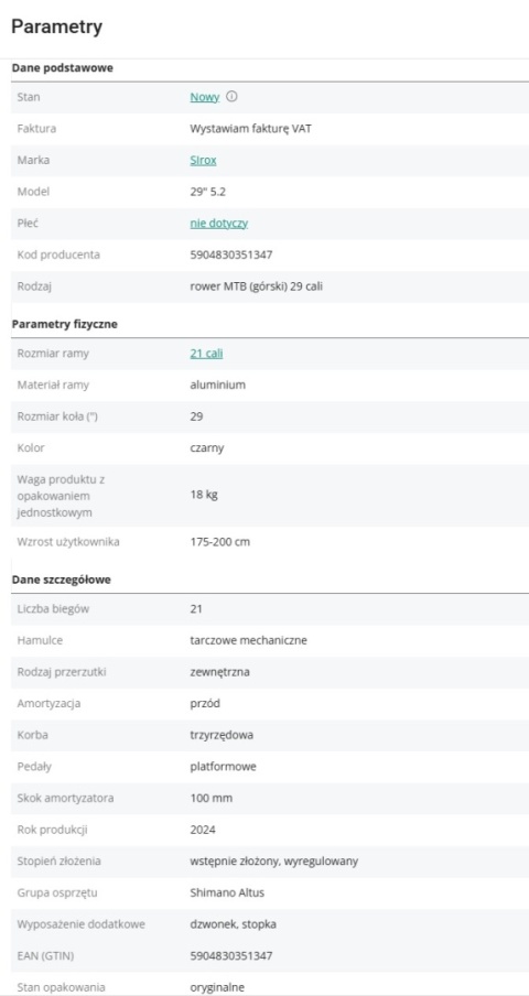 SIROX 5.2 29 21 2024 horské MTB kolo černo-modré