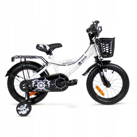SIROX Pirate 12 2024 dětské chlapecké kolo s pomocnými kolečky bílé