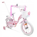 SIROX Rainbow 12 2024 dětské dívčí kolo s pomocnými kolečky růžové