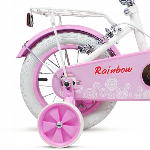 SIROX Rainbow 12 2024 dětské dívčí kolo s pomocnými kolečky růžové