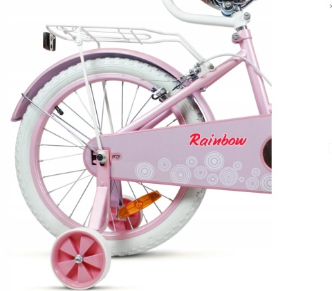 SIROX Rainbow 16 2024 dětské dívčí kolo s košíkem a vodicí tyčí růžové