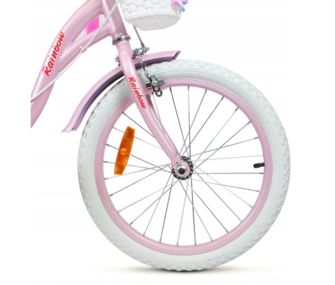 SIROX Rainbow 16 2024 dětské dívčí kolo s košíkem a vodicí tyčí růžové