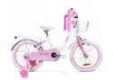 SIROX Rainbow 16 2024 dětské dívčí kolo s košíkem a vodicí tyčí růžové