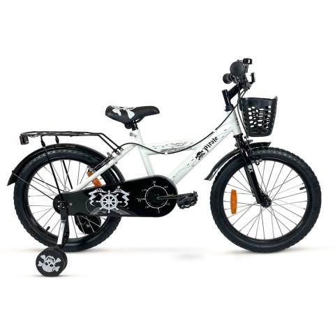SIROX Pirate 18 2024 dětské kolo s pomocnými kolečky bílé